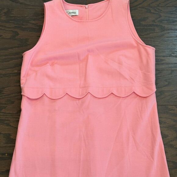 Sara Campbell Signature Stretch Scalloped Barbie Pink Dress Size Medium - Picture 2 of 9
